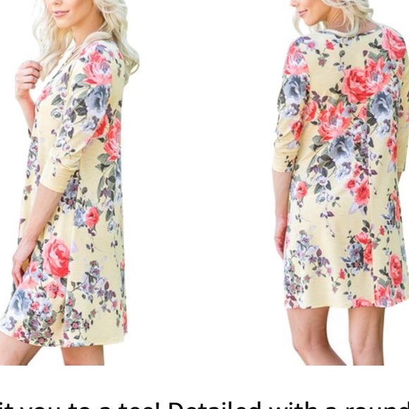 Sold out / Floral Print Criss Cross Casual Dress - Picture 3 of 4